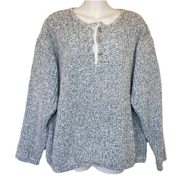 Natural Resources Shaker Knit Cotton Pullover Sweater Sage Heather Vintage 90s - Picture 1 of 6
